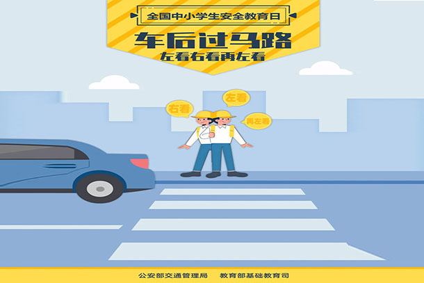 车后过马路 左看右看再左看